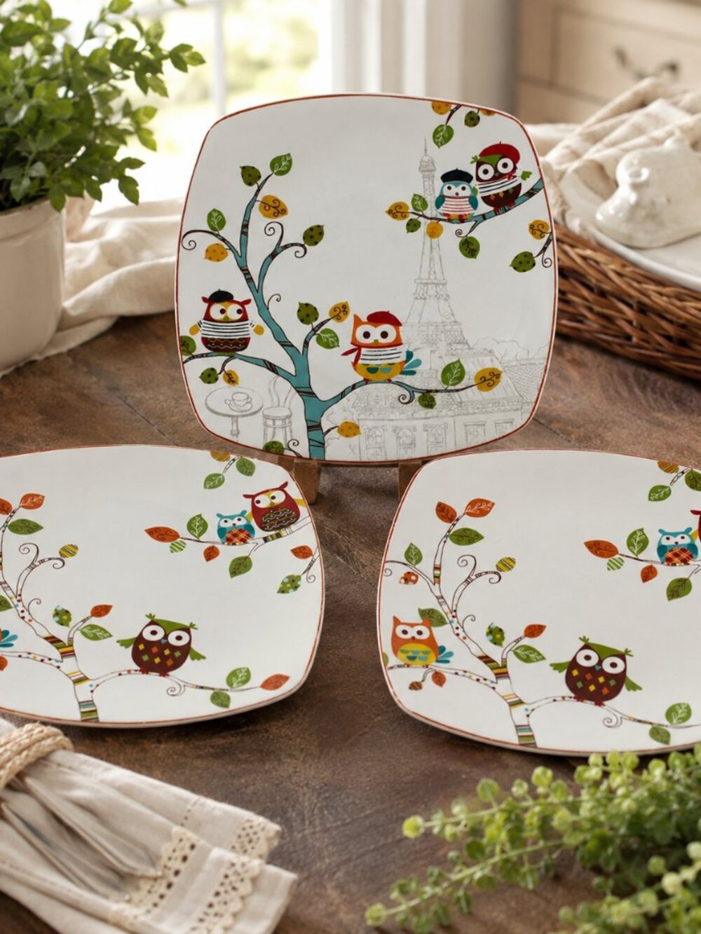 222 Fifth Enchanted Woods Owl Plates Set of 3 Pier 1 Paris